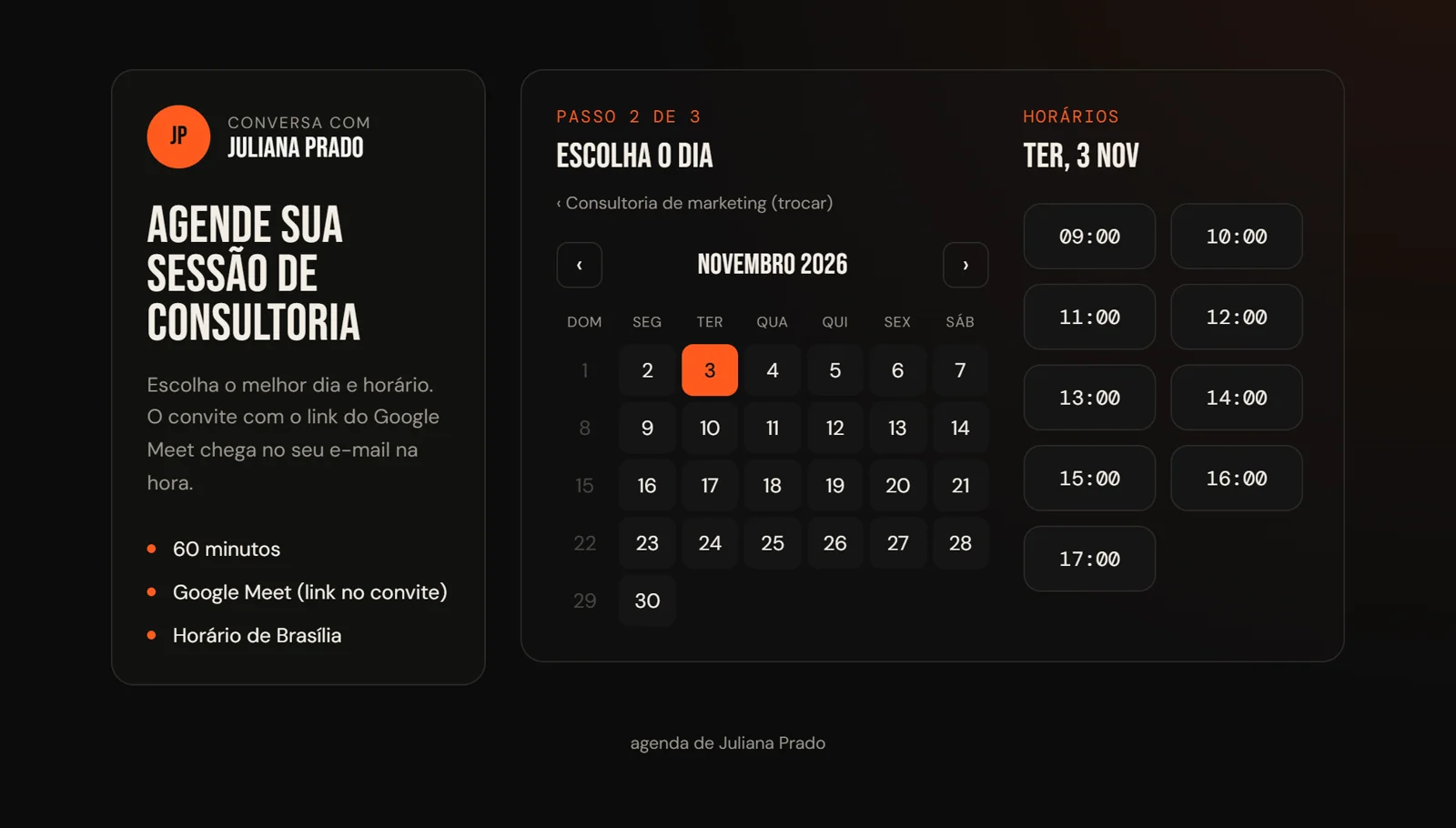 Tela da Agenda